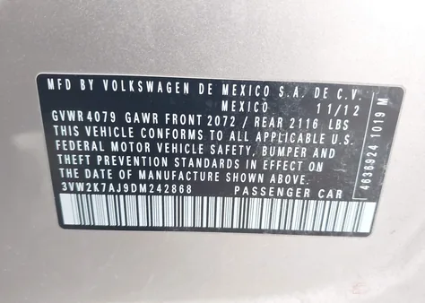 3VW2K7AJ9DM242868